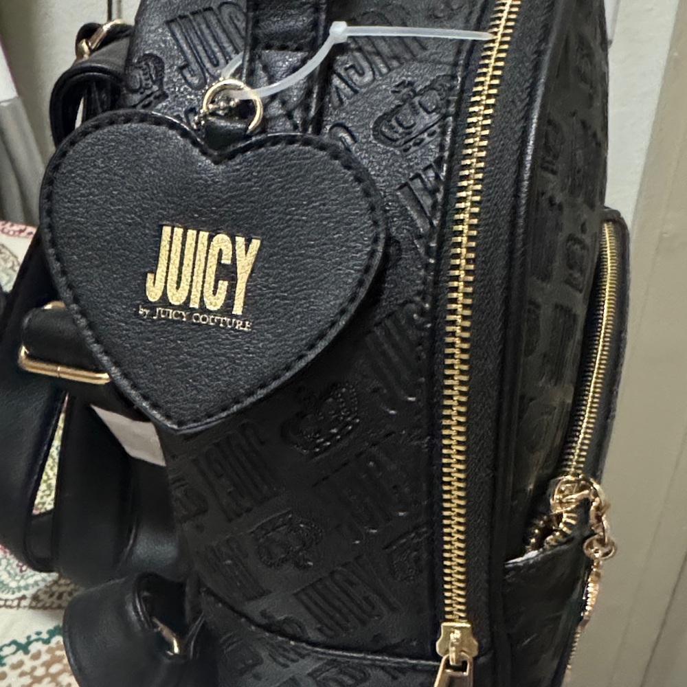 Juicy Couture Black Mini Backpack with Gold Accents - Picture 2 of 4